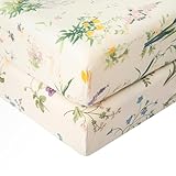 SDIII Floral Pack N Play Sheets Fitted 2 Pack Stretchy Microfiber Jersey Knit Flower Mini Crib Sheets for Mattress 38x26 Soft Toddler Playard Bedding
