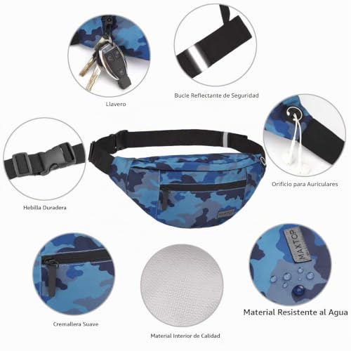 Miniatura 5 de Maxtop Riñonera Grande Para Mujeres Y Hombres, Riñonera Con Conexión Para Auriculares Y 4 Bolsillos Con Cremallera, Cinturón Ajustable Para Andar En Bicicleta, Correr, Trotar, Viajar
