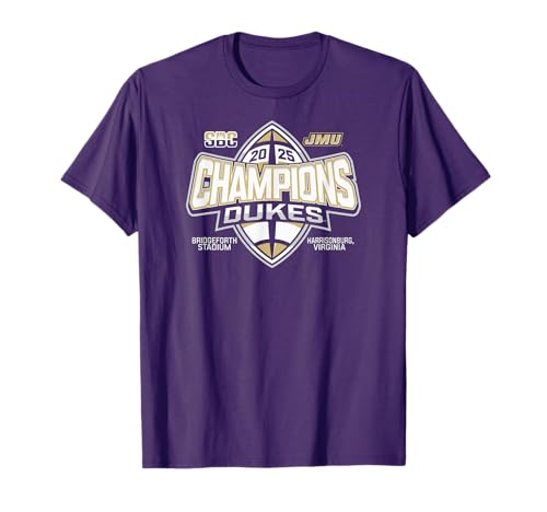 James Madison Dukes Sun Belt Champs 2025 Football T-Shirt