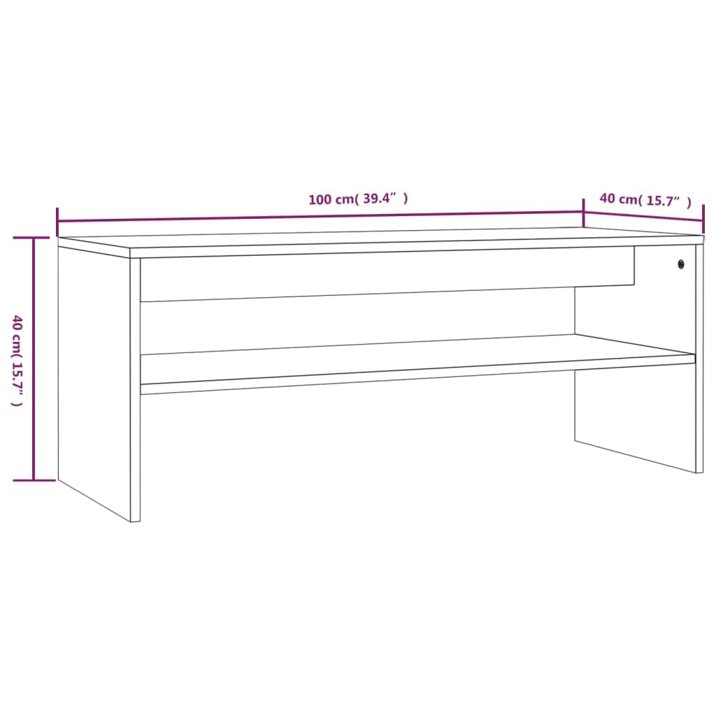 Mesa de centro marrón efecto roble 100 x 40 x 40 cm de material de madera, mesa auxiliar moderna con estante, mesa de salón estable para salón, dormitorio y oficina