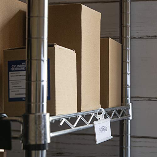 Pack Of 100 – Plastic Wire Shelf Label Holder, Sign And Ticket Holder, Easy Clip Design With Tight Snap Lock Closure. Height, 1-1/4" X Width, 3" | 100 Label Inserts Included #TOP5