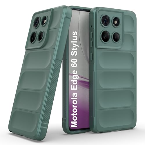 Image of Zapcase Back Case Cover for Motorola Edge 60 Stylus | Compatible for Motorola Edge 60 Stylus Back Cover | Liquid Silicon Magic Case with Camera Protection | Dark Green