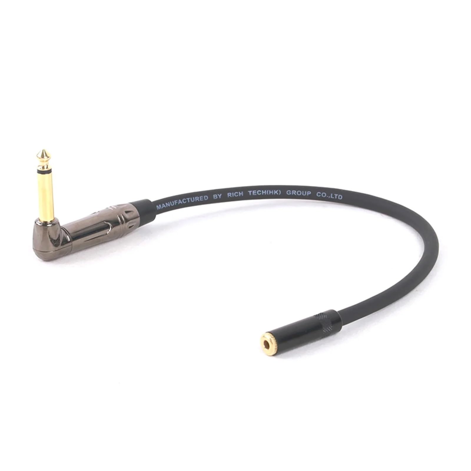 Adaptateur convertisseur jack mâle coudé 6,35 mm vers jack femelle stéréo 3,5 mm for microphones de guitare(Black-BK,2.9M)