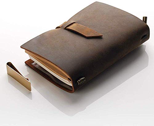 7Felicity Genuine Leather Diary,Refillable Pages Leather Journal,Pocket Size,Handmade Cute Travelers Writing Small Notebook,Graduation Gifts (Brown) - Thumbnail 2