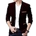 DGHM-JLMY Men's Corduroy Casual Sport Coat Jacket One Button Lightweight Sport Coats Suit Notch Lapel Tux Dress for Dinner (X-Large,Wine Red)