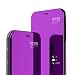 Produktbild MLOTECH® Schutzhülle für Samsung J6 2018 Flip Clear View transparent Spiegel Cover + Hartglas Displayschutzfolie Standing 360° Schutzhülle stoßfest Smart Cover Bumper MLOTECH, Blau/Violett