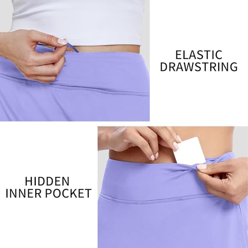M MOTEEPI Saia de golfe feminina comprimento até o joelho tênis atlético com bolsos, Lavanda, P