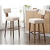 Farmhouse 30 Extra Tall Bar Stools Set of 2 Modern Counter Height Barstools with Backs Rustic Wood Bar Stools Linen Upholstered Counter Chairs Kitchen Island Stool Chairs with Wood Frame Beige