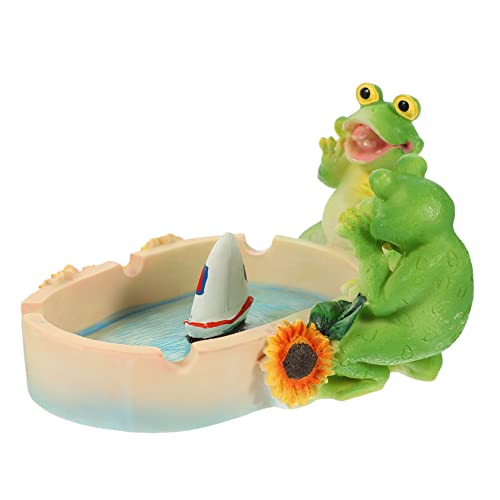 Yardwe Grenouille Cendrier Décor De Bureau Grenouille Décor Cendrier De Voiture Présent Décorations Décor De Bureau Dessin Animé Modélisation Cendrier Résine Produits Ménagers Table À