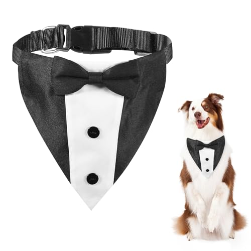 Hund Smoking Bandana Halsband Hochzeit Fliege für Hunde Fliege Verstellbar für Krawatte Haustiere Formelle Halsketten Hund Welpe Kätzchen Hochzeit Geburtstag Schwarz Weiss