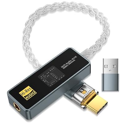 USB C to 3.5mm Audio Adapter Equipped with Dual DAC Chip CX31993&SGM8262, Audio Dongle with HiFi Amplifier, USB C to 3.5mm Headphone Aux Converter & USB A Adapter for Android iPhone iPad PC Mac