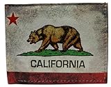 V5 Tems PU Leather Vegan Bifold Wallet with Printed Gift Box Many Styles (California Bear), Black