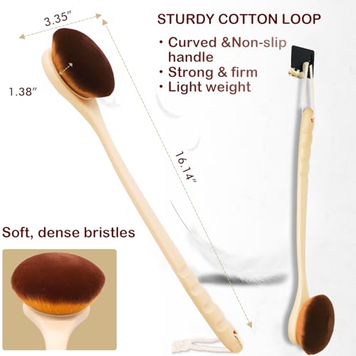 Lotion Applicator for Back, Feet, Long Handle Curved, Back Sunscreen Applicator for Kids, Women, Ultra Soft Bristles for Ultimate Comfy, Apply Cream Moisturizer, Self Tanner, Beige