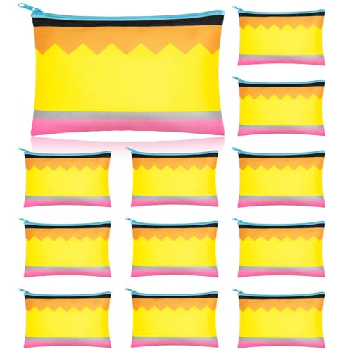 Demonwer 12 Pcs Back to School Gifts Pencil Case Pencil Themed Pencil Pouch Cute Pencil Box Pencil Bag for Classroom Prize Back to School Favor Supplies