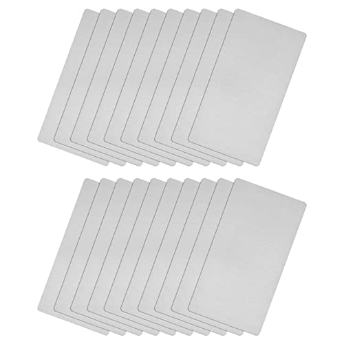 sourcing map 20 Stück Leere Metall Karten 85x50x0.4mm, Silber Metallkarte Edelstahl Platte, DIY Lasergravur Rohlinge Tag für Klingelschild Visitenkarten Namensschilder Briefkasten Türschilder