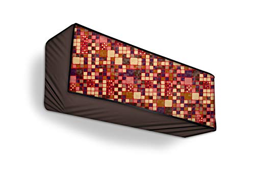 Image of Stylista Split ac cover for indoor and outdoor unit of 2 ton ac waterproof and dustproof Brown Different checks pattern