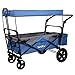 Produktbild WOLTU® Bollerwagen faltbar mit Dach Handwagen Transportkarre Gerätewagen mit Bremse bis 80 kg belastbar für Kinder Camping Einkaufen Garten Blau TW016blg