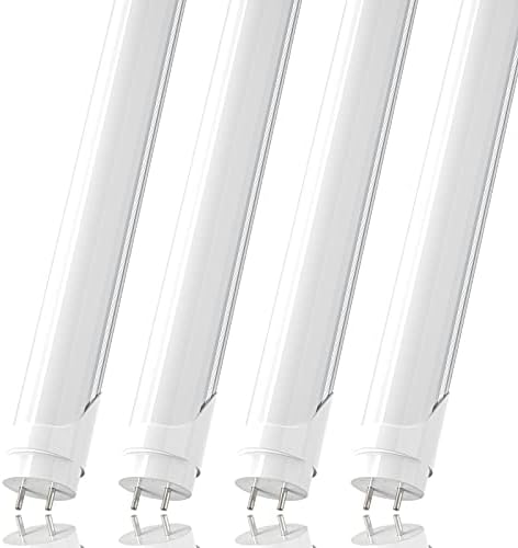 JESLED T8 T12 4FT LED Type B Light Bulbs, 24W 5000K Daylight, 3000LM, 4 Foot Fluorescent Tube Replacement, Double Row 192LEDs, Frosted, Dual-end Powered, Remove Ballast, Warehouse Shop Lights (4-Pack)