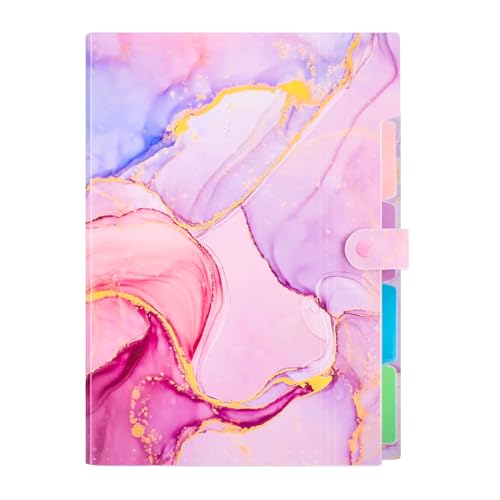 Image of Corslet Expanding File Folder, Aesthetic Folders for School, Accordion File Organizer, Aesthetic Folder with Labels,5 Pockets Important Document Folders (Pink Marble File Folder)