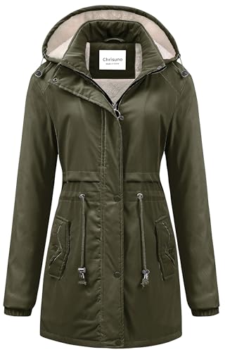 Chrisuno Women's Hooded Snow Mountain Fleece Parka S
