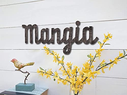 Fprqlyze Wood Sign Mangia Kitchen Wall Decor Sign. Rustic Kitchen Sign Mangia