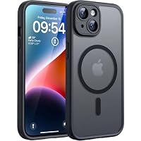 TOCOL for iPhone 14 Case, Compatible with Magsafe, Full Camera Protection, Built-in Magnetic Ring, Drop Protection, Translucent Matte Phone Case for iPhone 14 6.1 inch (Black)