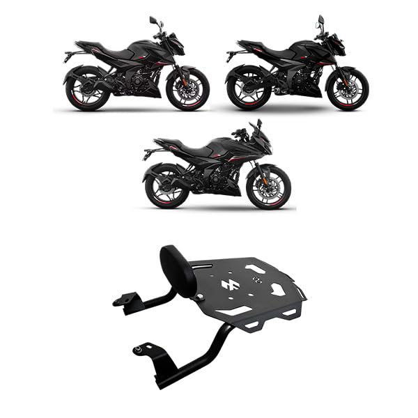 Image of Top Rack with Backrest Compatible with Bajaj Pulsar N160 | N250 | F250 (Heavy Pipe) (with Back Rest)(Tourer)