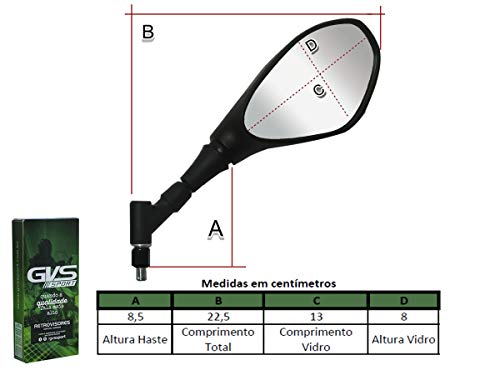 Retrovisor. GS Giro 360° Par Yamaha Lente Convexa Haste Giro 360° CARC
