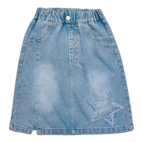 Jupe midi denim pour filles à taille élastique anti-serrage