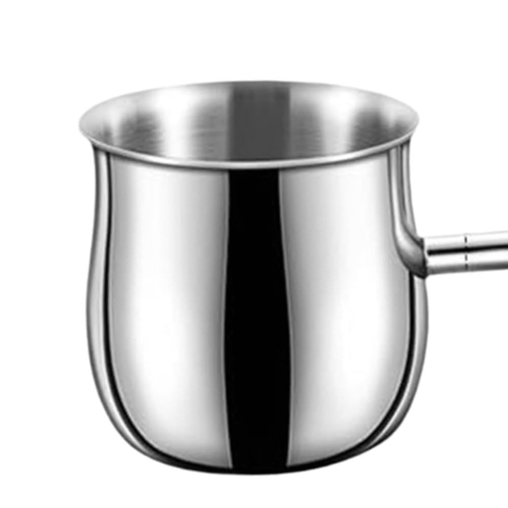 Mini Sauce Pan Portable Milk Butter Warmer Pot with Wooden Handle Stainless Steel Sauce Pan with Pour Spout for Restaurant Kitchen