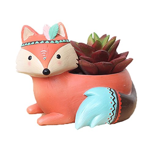 Youfui Home Decor Pot, Animal Succulent Planter Flowerpot for Home Office Desk Decoration (Charming Fox)