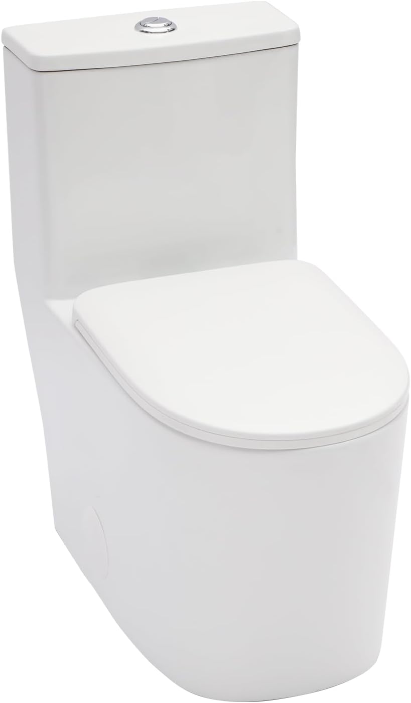 Compact One Piece Elongated Skirted Toilet with Top Dual Flush, ADA Comfort Chair Height 16", High Efficiency 0.8/1.28 GPF, Soft Close Seat, Standard 12'' Rough-In, White Toilet for Bathrooms