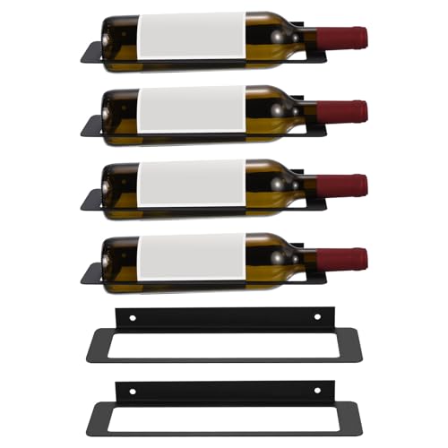 uxcell 6 Pcs Wine Rack Wall Mounted, Metal Iron Hanging Wine Bottle Holder, Wall Display Rack for Standard Wine Bottles, Home Bar Wall Decor Black