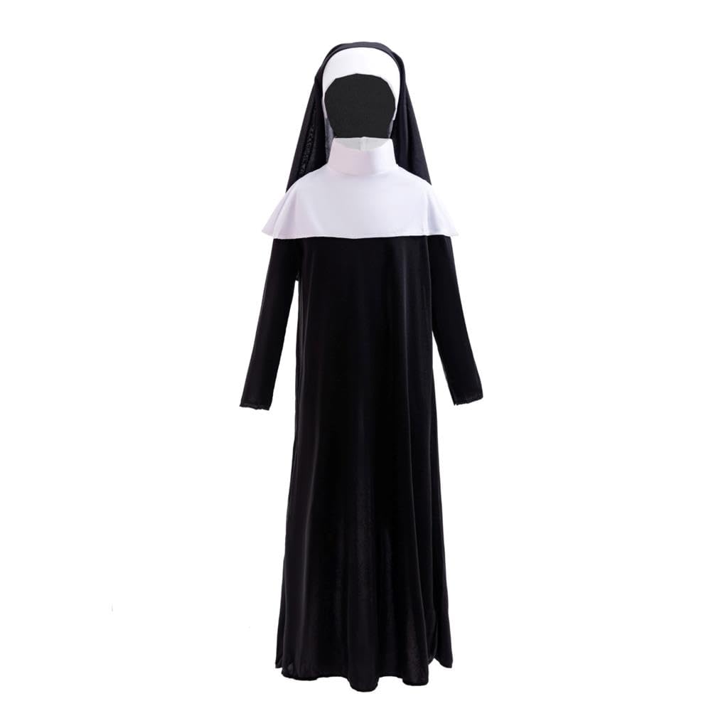 Lito Angels Kids Girls Nun Costume Fancy Dress Up Outfit Black Robe with Headpiece and Collar Age 8-9 Years - Image 3