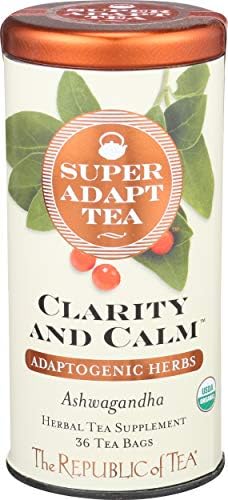 The Republic of Tea - Clarity and Calm SuperAdapt Herbal Tea, 36 Tea Bags, Organic, Caffeine Free, Ashwagandha