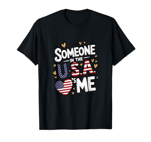 Someone in the usa loves me american heart t-shirt