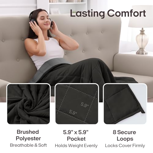 Image of ZonLi Weighted Blanket (48''x72'', 15lbs, Grey /Black), Cooling Weighted Blankets for Adults, High Breathability Heavy Blanket, Soft Material with Premium Glass Beads