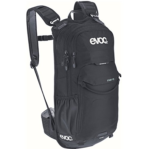 EVOC STAGE 12 technischer Fahrradrucksack, Backpack für Outdoor-Aktivitäten (AIR FLOW CONTACT System, verstellbare Schultergurte, Trinkrucksack mit Werkzeugfach, Trinkblasenfach), Schwarz