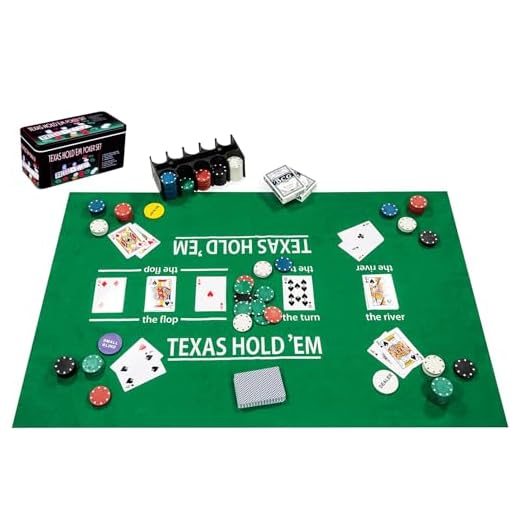 Engelhart - 320900 - Set de Poker Complet - Boîte en métal avec Tapis, 200 jetons (4 g), 2 Jeux de Cartes, Boutons de Croupier, Petite et Grande Blinde + Regles du Jeu - Coffret de Jeu de Poker