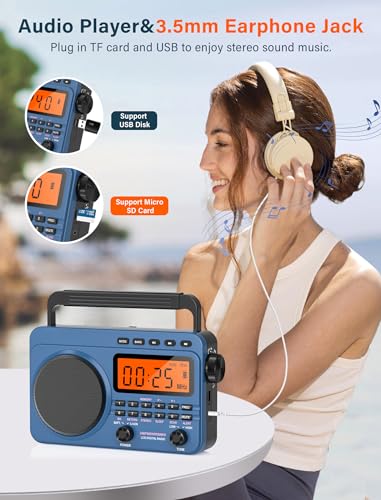 Jazmm Digital Am Fm Shortwave Radio With Best Reception,4000Mah Rechargeable Portable Radio With Noaa Weather Alert thumb #5