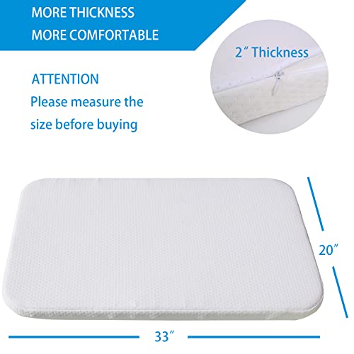 Image of Mecc ecoh Baby Bassinet Mattress, 100% Breathable Cover, Water-Resistant Lining, Rectangle 33 inchx20 inchx2 inch Fit for Baby Delight /KoolerThings /ANGELBLISS /YADAQE /Jimglo /BCOL /BabyBond /MMBABY /Mika Micky