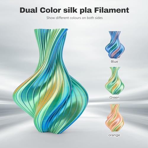 Image of Silk PLA Filament 1.75mm Blue Orange Green Triple Color PLA 3D Printer Filament 3 in 1 Coextrusion 1KG Spool(2.2lbs) 3D Printing Filament Dimensional Accuracy + /- 0.03mm