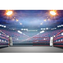 AOFOTO 6x4ft Wrestling Arena Backdrop Floodlight Blur Spectator Seats Sports Boxing Ring Ropes Background Man Boys Portrait Photo Shoot Child Kid الآباء ديكور عيد ميلاد استوديو الصور الدعائم