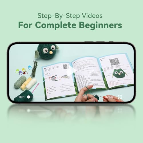Image of YILIFEIDA Adorable Halloween Crochet 2PC Animals Kit for Beginners - Owl and Bee Knitting Kit with Step-by-Step Tutorials Beginner Crochet Animals for Adults and Family Crochets Christmas Gifts