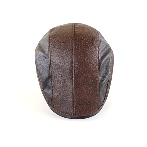 Mens Ivy Cap PU Leather Newsboy Hat Adjustable Beret Caps Classic Golf Flat Cap Gatsby Driving Fishing Hat - Image 2