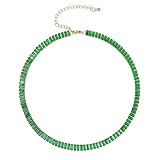 Clearine Sparkle Full Cubic Zirconia Choker Classic Gold Plated Emerald Green Tennis Necklace for Women
