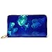 Produktbild JHGFG Mode Handtasche Reißverschluss Brieftasche Jelly Fishes Schwimmen Glühend Dunkel Telefon Clutch Geldbörse Abend Clutch Blocking Leder Wallet Multi Card Organizer
