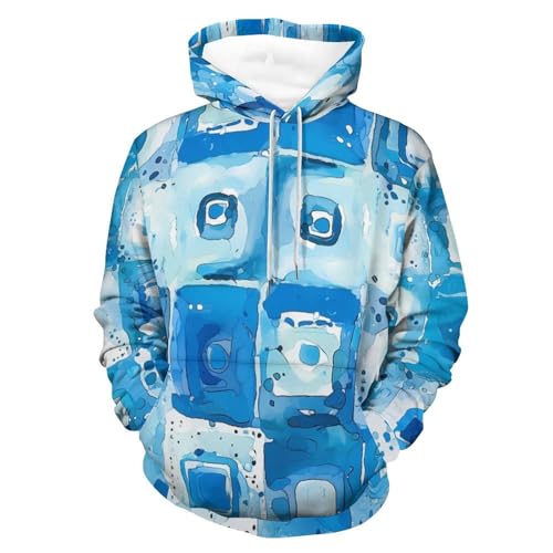 Sweat à capuche Carré Bleu unisexe taille S pour homme et femme en coton confortable