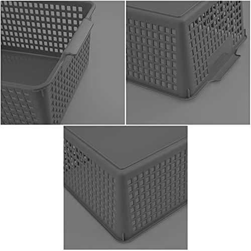 Yubine 3 Packs Plastic Storage Basket, Grey Kitchen Organizing Basket Bin #TOP3