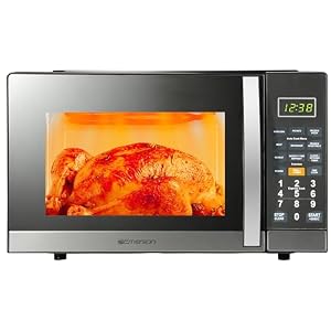 Emerson MWG1191SB Countertop Microwave Oven with 1100W Grill Function, Sleek Mirrored Finish 10 Power Levels, 6 Auto Menus, Glass Turntable and Child Safe Lock, 1.1 Cu. Ft, Stainless Steel Emerson MWG1191SB Countertop Microwave Oven with 1100W Grill Function Sleek Mirrored Finish 10 Power Levels 6 Auto Menus Glass Turntable and Child Safe Lock 11 Cu Ft Stainless Steel